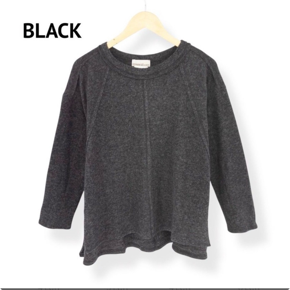 Zenana Brushed Hacci Exposed Seam Sweater Black L/X Long Sleeve Sweater